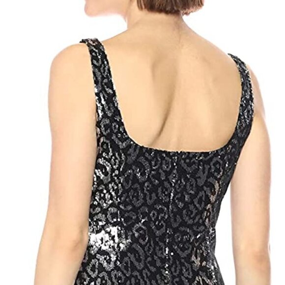 NWT Black Halo Lilo Sequin Sheath Dress Eclipse Black Silver Zodiac Sleeveless 8 - Picture 4 of 16